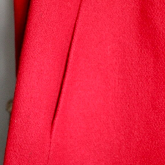 Herman Kay Vintage Women's  Faux Leopard Fur Trim Red Wool Swing Coat sz Medium - Picture 7 of 8